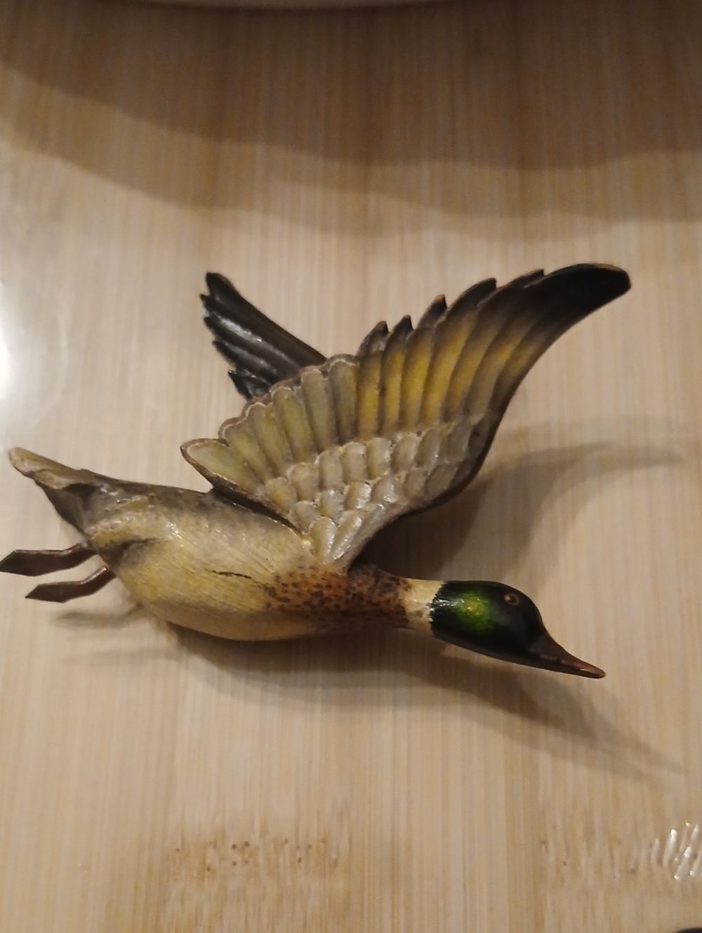 Green-Headed Mallard Flying Duck Brooch Decorative Bird Accent